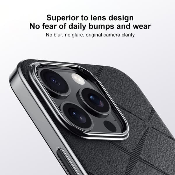 iPhone 16 Pro Max Fodral Platt Läder - Hållbar Skal för iPhone 16 Pro Max Vit