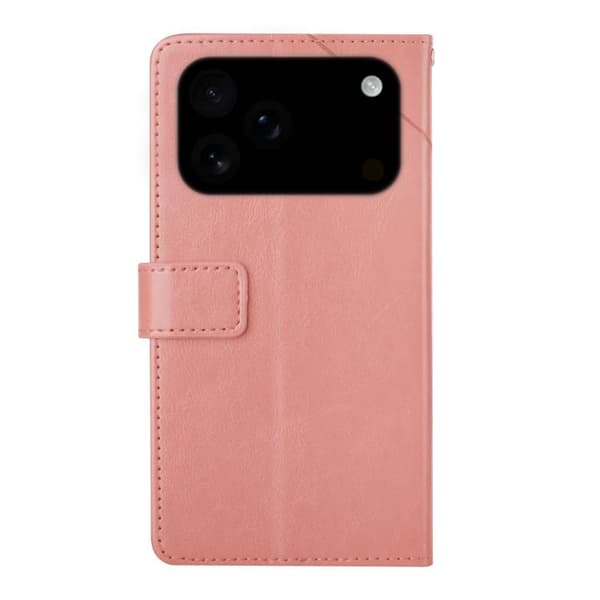 iPhone 18 Pro Max / iPhone 17 Pro Max Skal läderfodral med Y-formad mönster Rosa