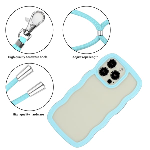 iPhone 16 Pro Max Skal Candyfärg med Lanyard - TPU och Klar PC Blå