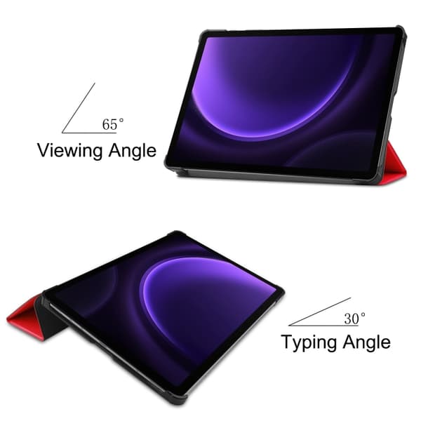Samsung Galaxy Tab S9 FE Custer 3-Faldig Läderfodral Röd