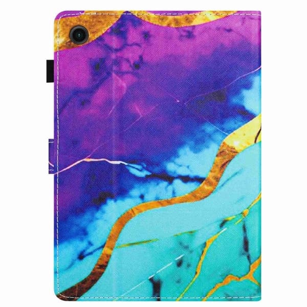 Samsung Galaxy Tab A8 10.5 Marmor Mönster Smart Läderfodral Lila Blå