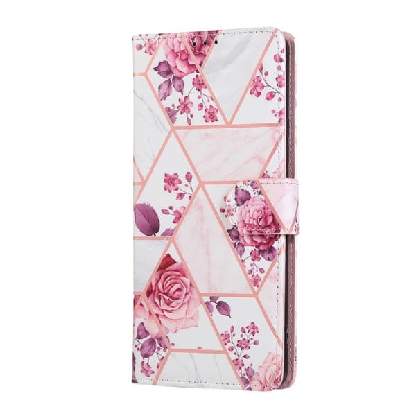 Redmi Note 14 Pro 5G - Marmor Bronserad Sömmad Läderfodral Roséguld