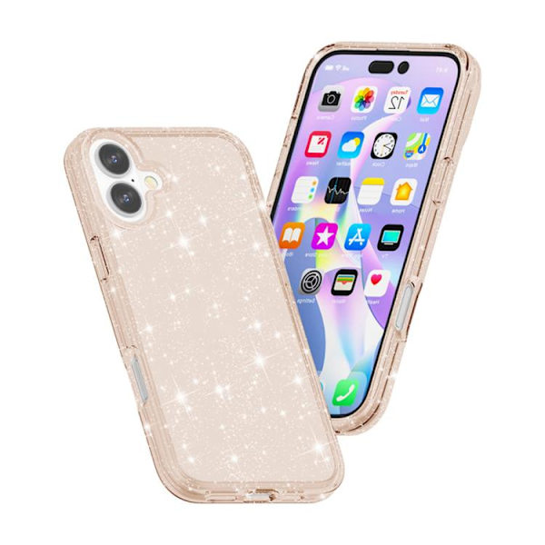 iPhone 17 Shockproof Skal med Glitterpulver Terminator Guld