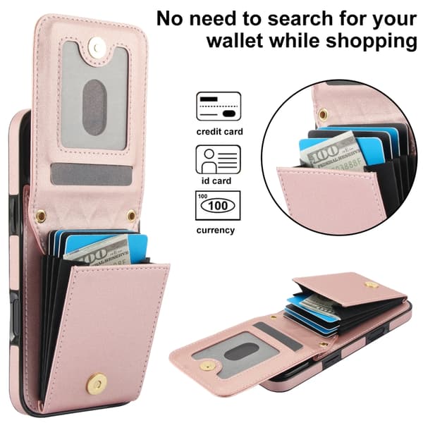 iPhone 16 Pro Max YM015 Rhombisk Kortväska RFID Skal Roséguld