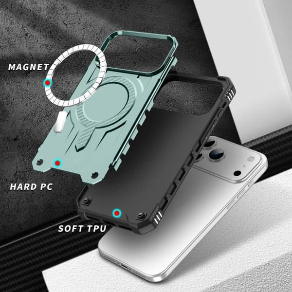 iPhone 18 Pro Max / iPhone 17 Pro Max Skal med MagSafe TPU Hybrid PC Midnattsgrön