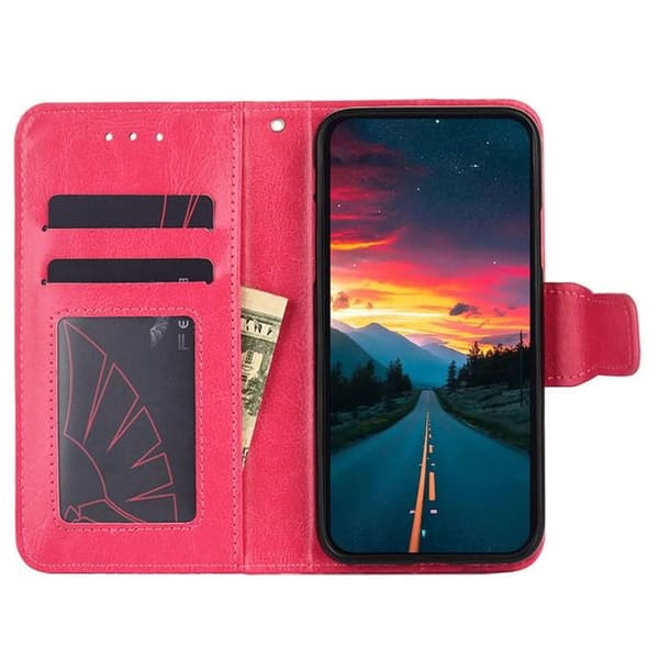 Redmi Note 14 Pro 4G - Kristalltextur Läderfodral Rosröd