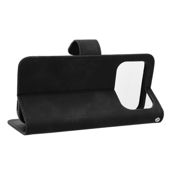iPhone 18 Pro Max / iPhone 17 Pro Max Skal läderfodral med magnetisk flip Svart
