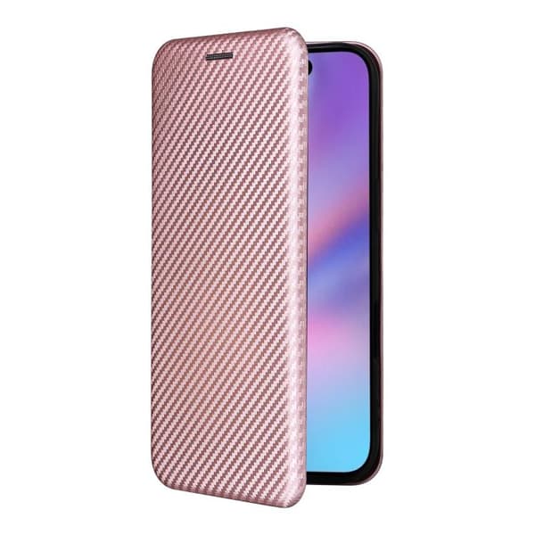 iPhone 17 Skal läderfodral - kolfibertextur Rosa