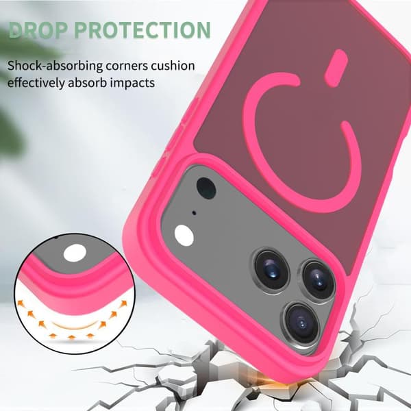 iPhone 18 Pro / iPhone 17 Pro Skal - TPU Hybrid PC med MagSafe Rosröd