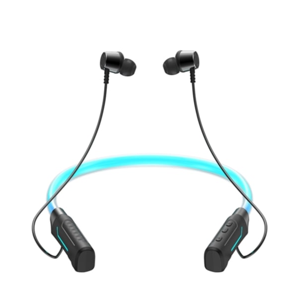 JG4 Blinkande LED Halsmonterade Stereo Bluetooth Trådlösa Öronproppar Svart