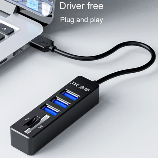 JINGHUA Z30 5-in-1 USB 2.0 Docking Station - Multi-Port Hub for Laptops, SD/TF Card Reader, Plug & Play, Durable ABS Design