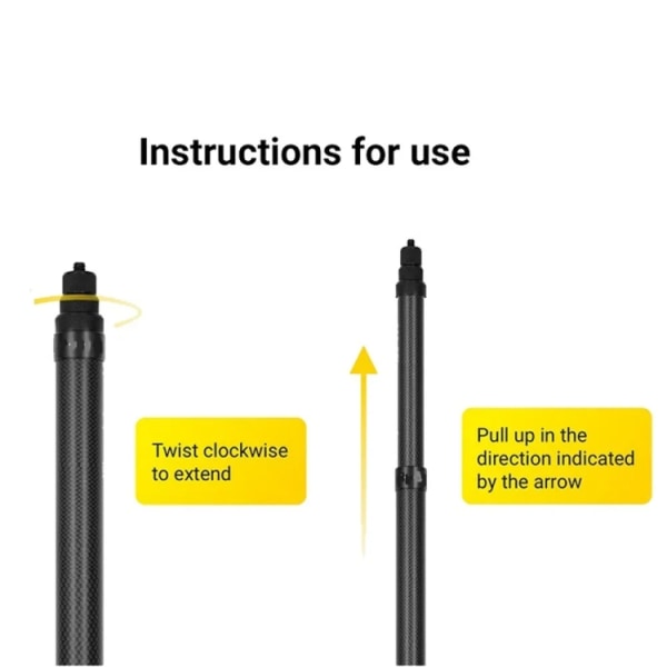 1,5 m kolfiberförlängd monopod osynlig selfiepinne för Insta360 / DJI Action / GoPro / Xiao Yi sportkamera