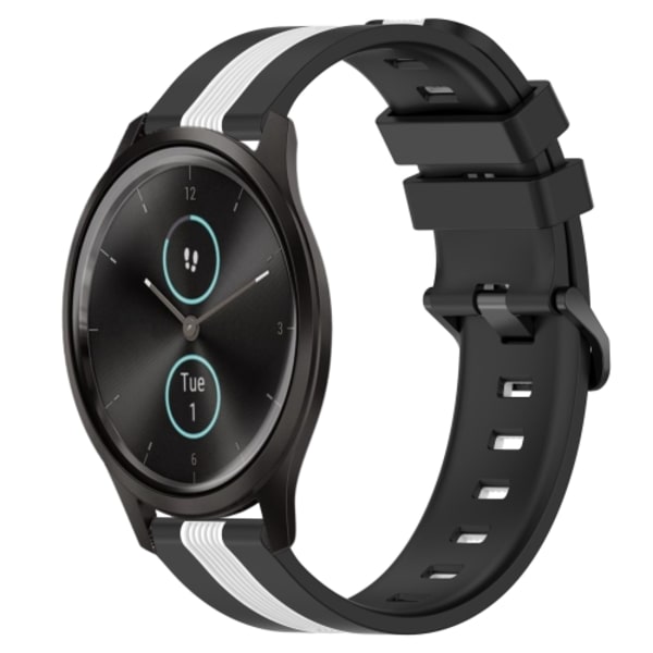 För Garmin Garminmove Style 20 mm vertikalt tvåfärgat watch Black-White