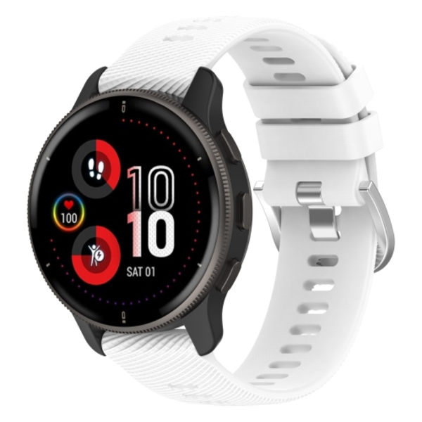 För Garmin Venu 2Plus 20mm Cross Textured Silicone Watch Band White