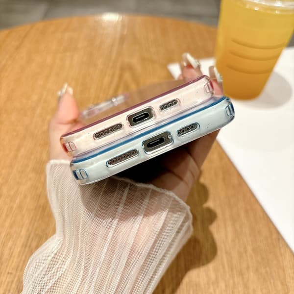 iPhone 16 Pro Quicksand Textur Glitter TPU Hybrid PC Skal Vit