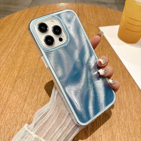 iPhone 16 Pro Quicksand Textur Glitter TPU Hybrid PC Skal Blå