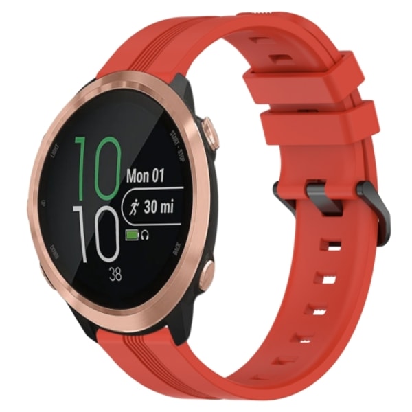 För Garmin Forerunner 645 Music 20 mm konkavt randigt Slicone watch Red