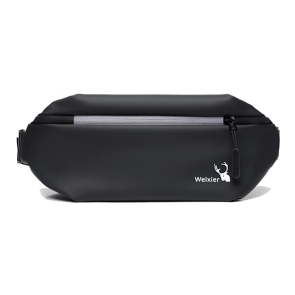 WEIXIER 9563 Herr Utomhus Messenger Bag Multifunktionell PU Stor Kapacitet Midjeväska Svart