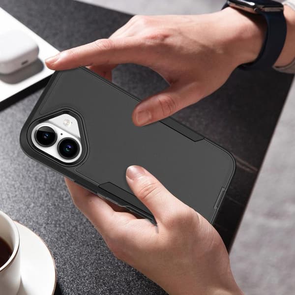 iPhone 17 2-i-1 PC Hybrid TPU Skal Grå + Fluorescerande grön