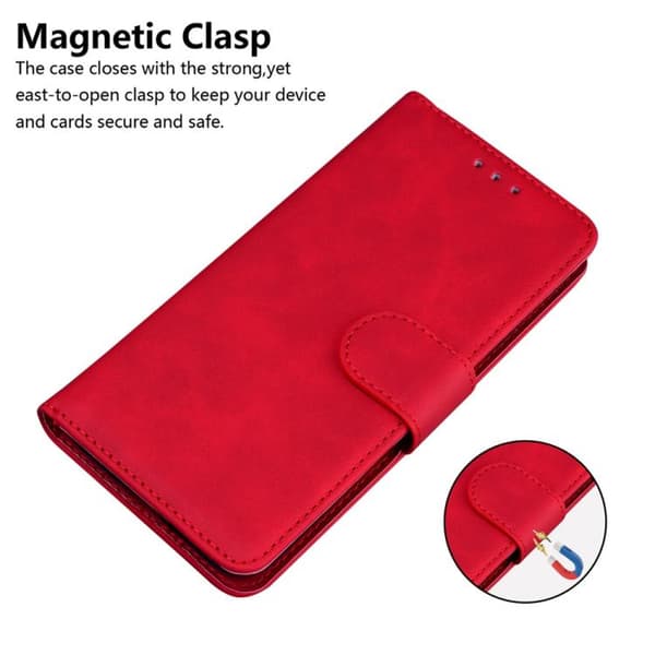 iPhone 18 Pro / iPhone 17 Pro Skal Läderfodral - Känsla av Ren Färg och Flip Design Röd