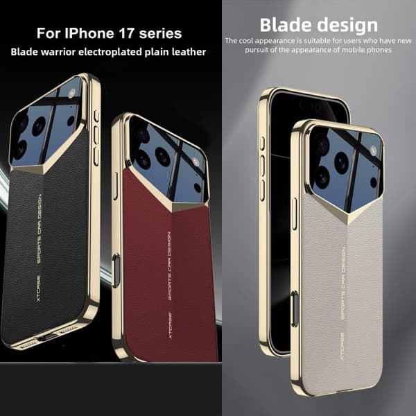 iPhone 18 Pro Max / iPhone 17 Pro Max Skal läderfodral GKK Blade Phantom Plain Titangrå