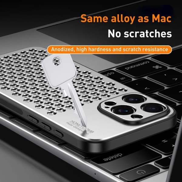 iPhone 16 Pro Max Honeycomb Strålande Legeringsskal Rymdsilver