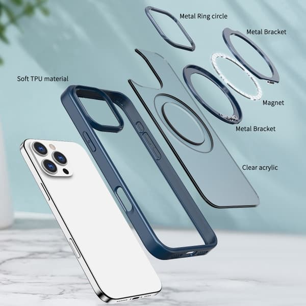 iPhone 16 Pro Wing Series MagSafe Magnetisk Ringhållare Skal Blå