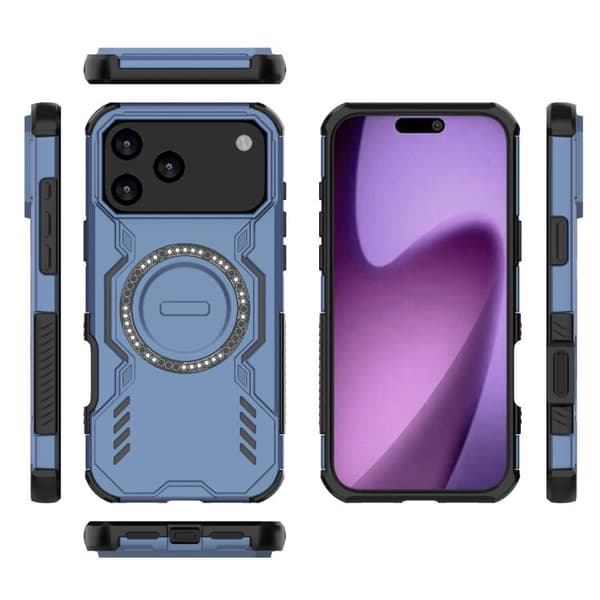 iPhone 18 Pro Max / iPhone 17 Pro Max Skal med Butterfly Armor MagSafe Magnetring och Stötskydd Blå
