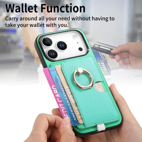 iPhone 18 Pro Max / iPhone 17 Pro Max Retro Cross Läder Ring Sidoficka MagSafe Skal Grön
