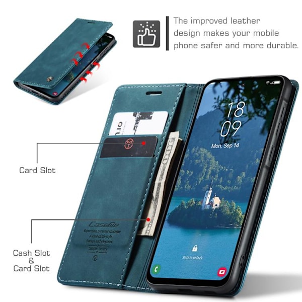 Samsung Galaxy A56 Skal CaseMe 013 Multifunktionell Horisontell Flip Läder Blå