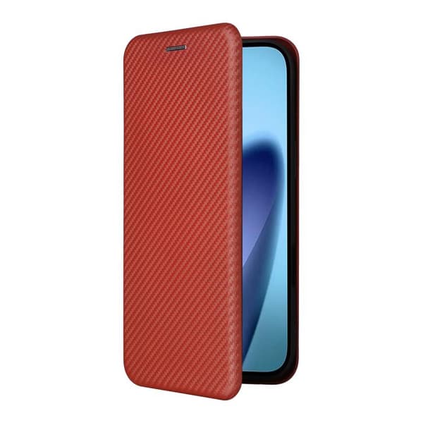 iPhone 17 Air Skal läderfodral - kolfibertextur Brun