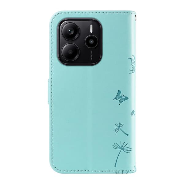 Redmi Note 14 4G - Flip Läderfodral med Dandelion Prägling, Grön