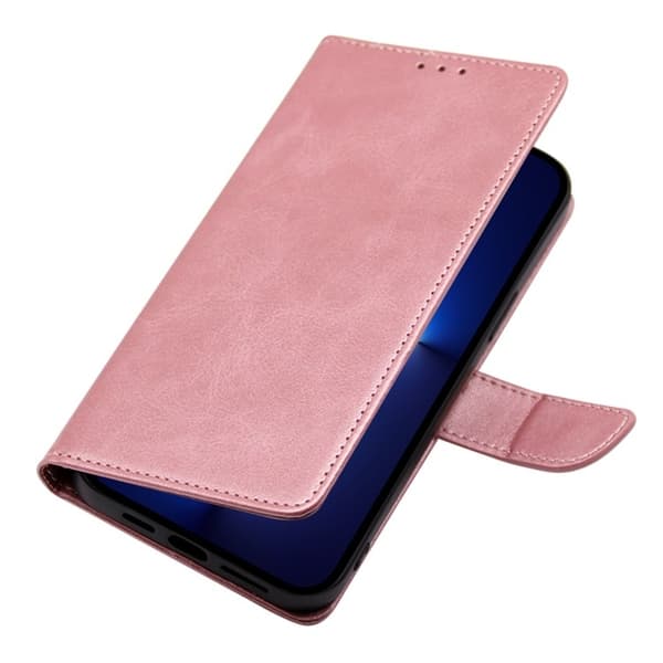 Redmi Note 14 Pro 5G - Läderfodral med Kalvtextur och Spänne Roséguld