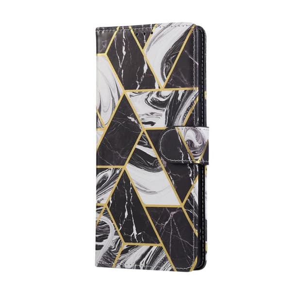 Redmi Note 14 Pro 5G - Marmor Bronserad Sömmad Läderfodral Svart