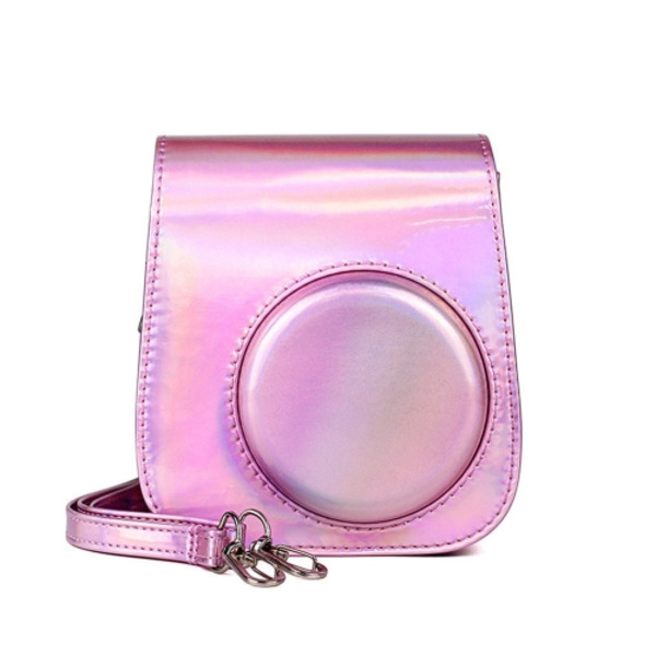 Richwell Bärbar Aurora PU Läder Kameraväska Kameraväska med Axelrem, Lämplig för Fujifilm Instax Mini 11 Ros rosa