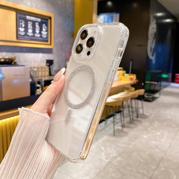 iPhone 16 Pro Max Klar Glitter Pulver MagSafe Skal