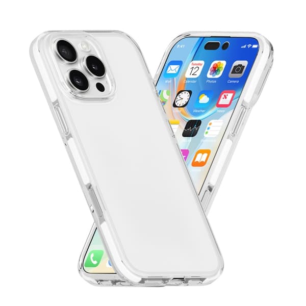 iPhone 16 Pro Max Skal Tvåfärgad Stötsäker Hög Transparens TPU Vit