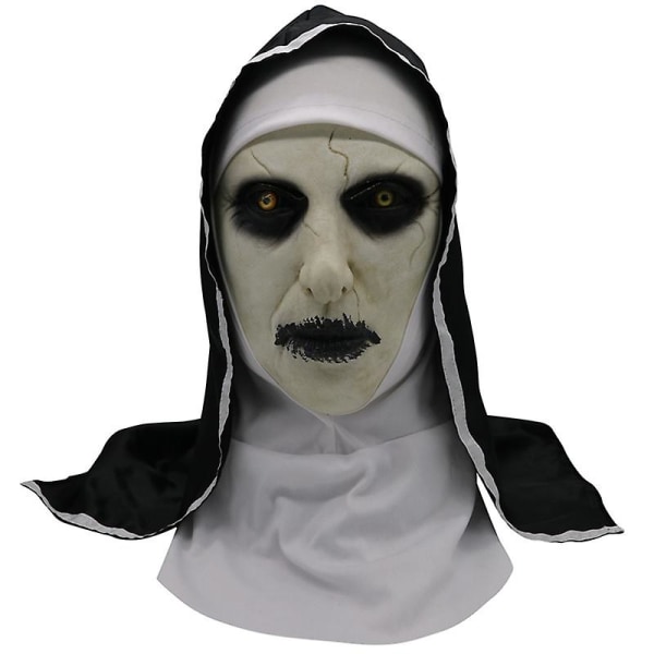 Halloween The Town Nun Latex Mask Skrämmande Fest Fancy Dress Cosplay Kostym Skräck Prop