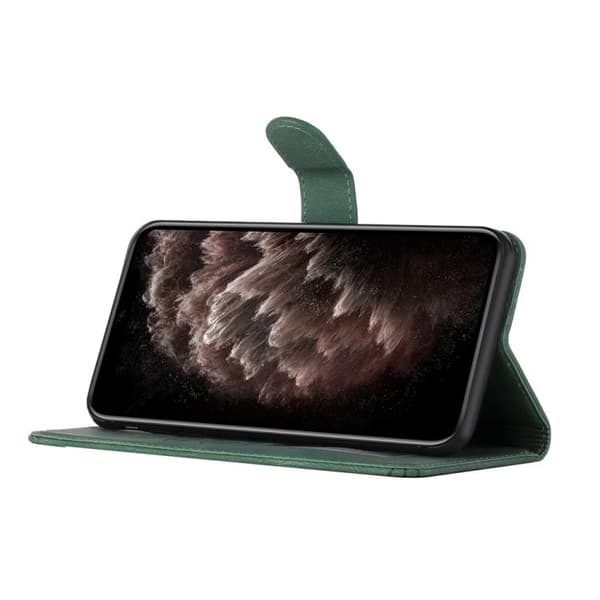 iPhone 17 Pro Skal läderfodral med kubisk känsla Grön