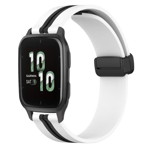 För Garmin Forerunner Sq2 20mm vikbart magnetlås watch White-Black