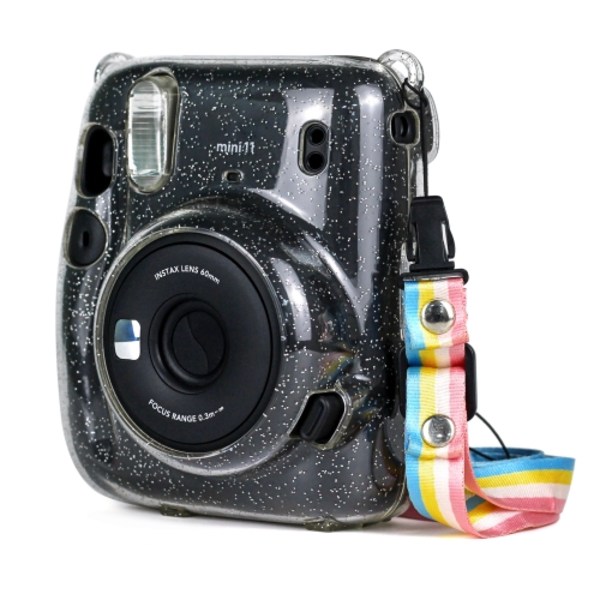 Glitter Power Crystal Case med rem för FUJIFILM Instax mini 11 Transparent