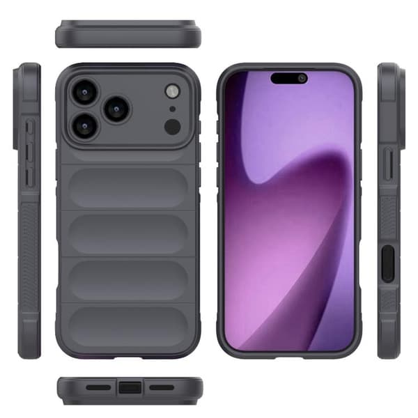 iPhone 18 Pro / iPhone 17 Pro Skal Magic Shield TPU + Flanell Mörkgrå