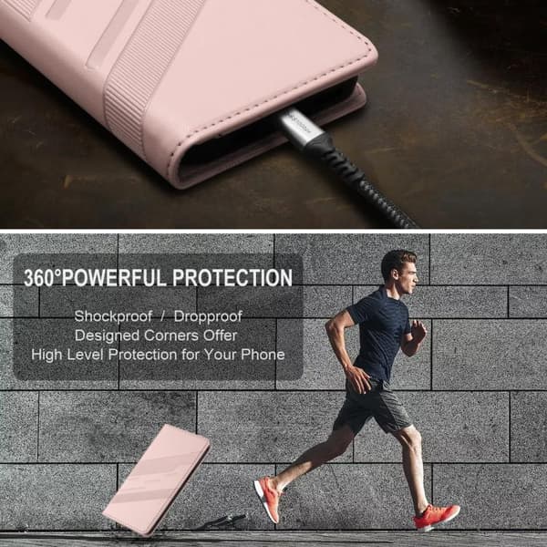 iPhone 18 Pro / iPhone 17 Pro Skal Läderfodral - Retro Läder med Multifunktion Rosa