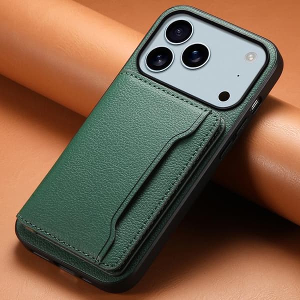 iPhone 18 Pro / iPhone 17 Pro Skal med Kalvtextur Design och Fullt Skydd Grön