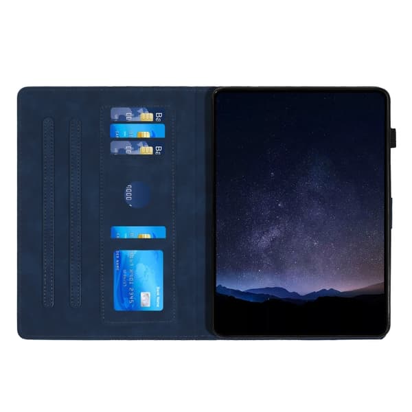 Samsung Galaxy Tab A9 / A11 Prägla Läderfodral för Surfplatta Blå