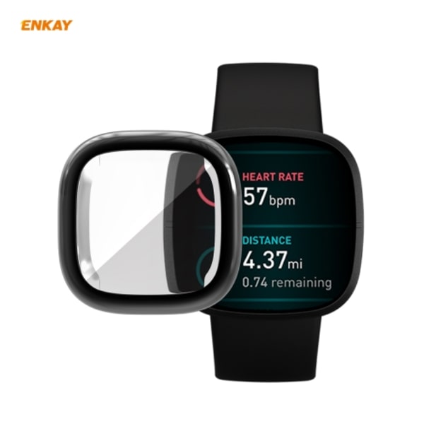 För Fitbit Versa 3 / Fitbit Sense Hat-Prince ENK-AC8208 Heltäckande Electroplate TPU Mjukt case Black
