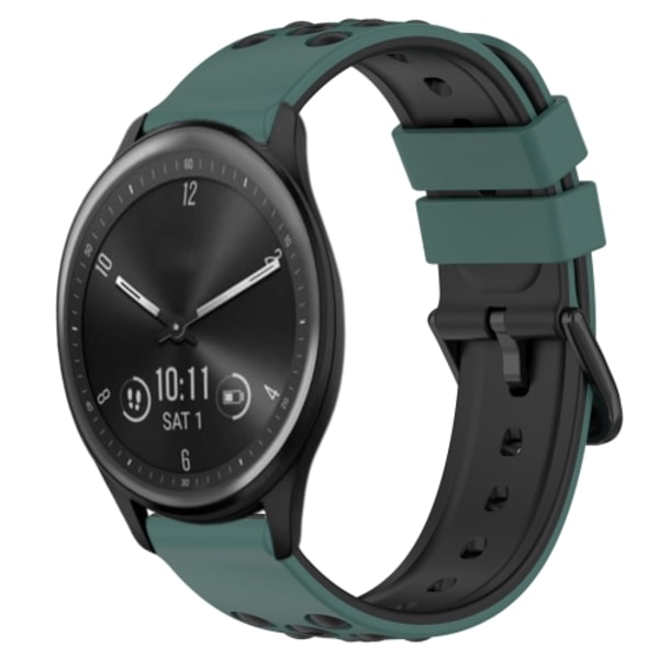 För Garmin Vivomove Sport 20 mm tvåfärgad porös watch Olive Green-Black