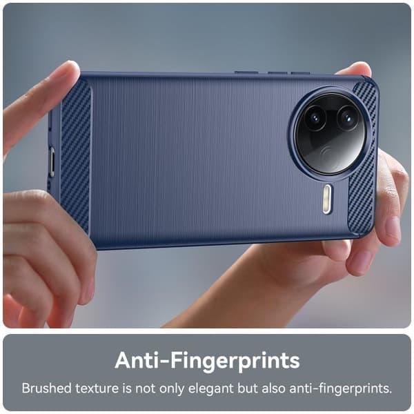 Redmi K80 - TPU fodral med Borstad Textur i Kolfiber Blå