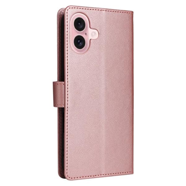 iPhone 17 Skal Läderfodral med 3 Kortfack och Multifunktion Roséguld