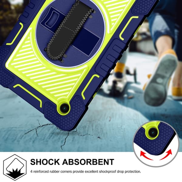 Samsung Galaxy Tab A8 10.5 (2021) 360° Rotationsfodral i Silikon + PC Marin+Gul Grön